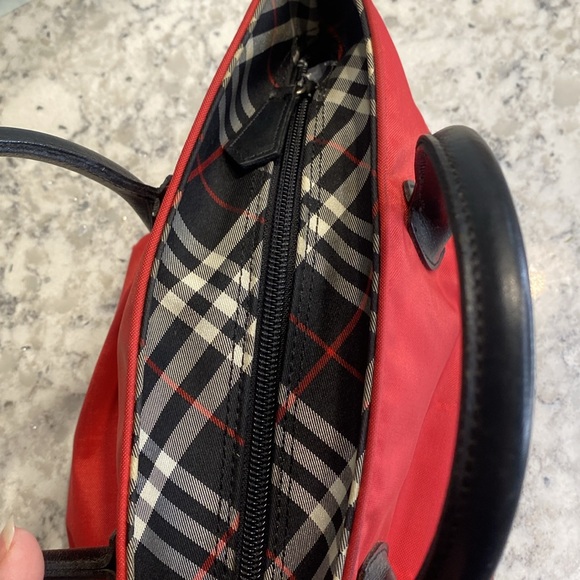 Burberry Blue Label Mini Red Tote w/ Nova Check Print EUC - Picture 10 of 11